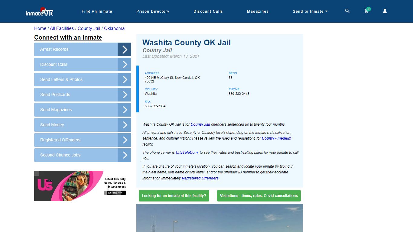Washita County OK Jail - Inmate Locator - New Cordell, OK