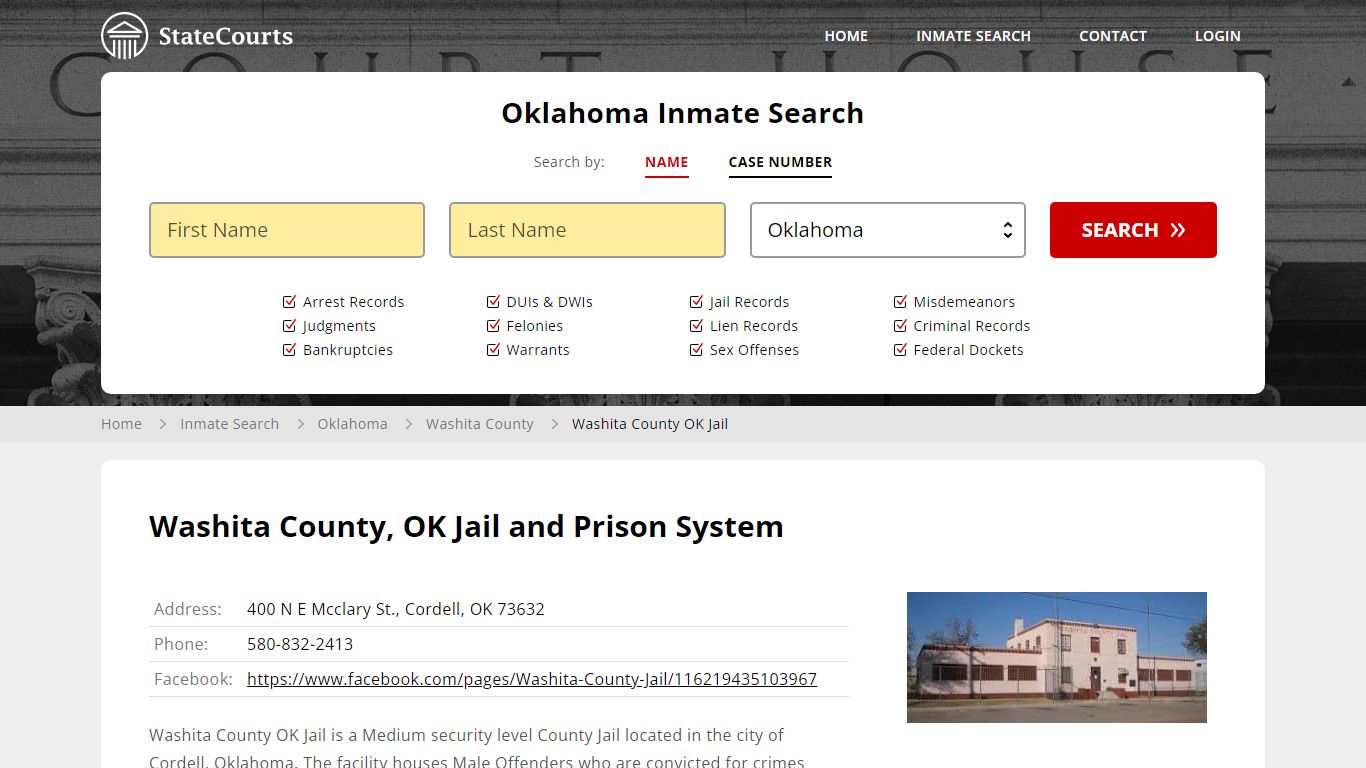 Washita County OK Jail Inmate Records Search, Oklahoma - StateCourts